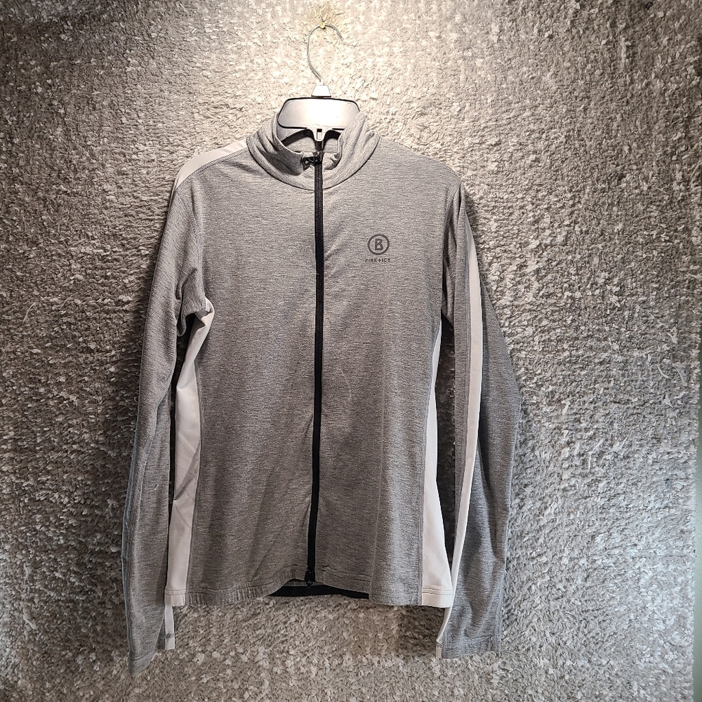 Bogner Fire + Ice Full Zip Women Sweater Gray White Polyester Warm Small